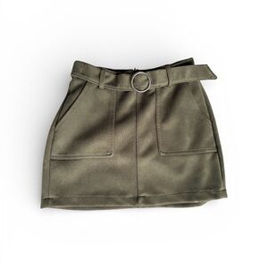 Bershka Khaki Belted Mini Skirt